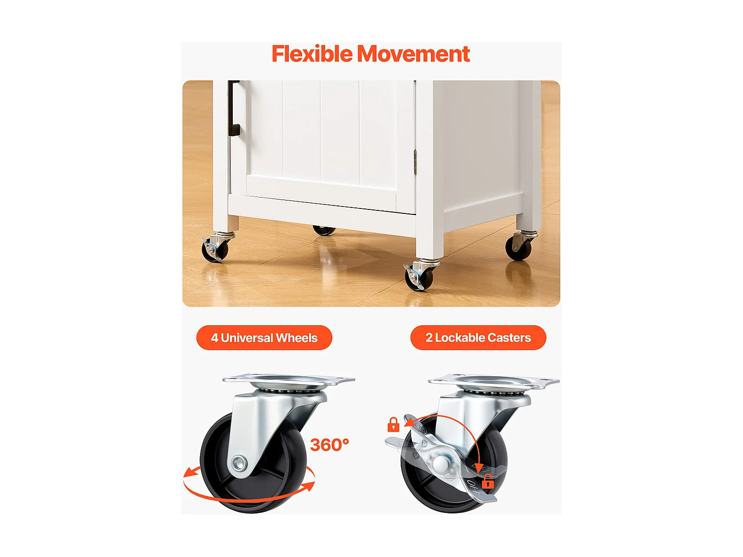 Keukentrolley SucceBuy op Wieltjes, met Blad 55x45 cm, Verrijdbaar Kookeiland met Lade, Meubel voor Magnetron, Eetkamer, Voorraadkast