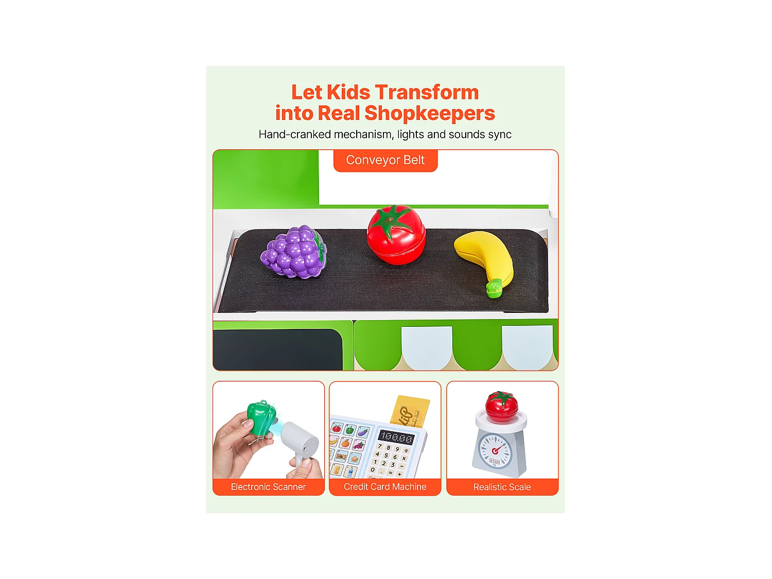 Supermarché Enfant SucceBuy, 81,5 x 30,7 x 85 cm, Marchande Enfants, Jeu d'Épicerie, Magasin MDF, pour Garçons et Filles de 3 Ans et Plus