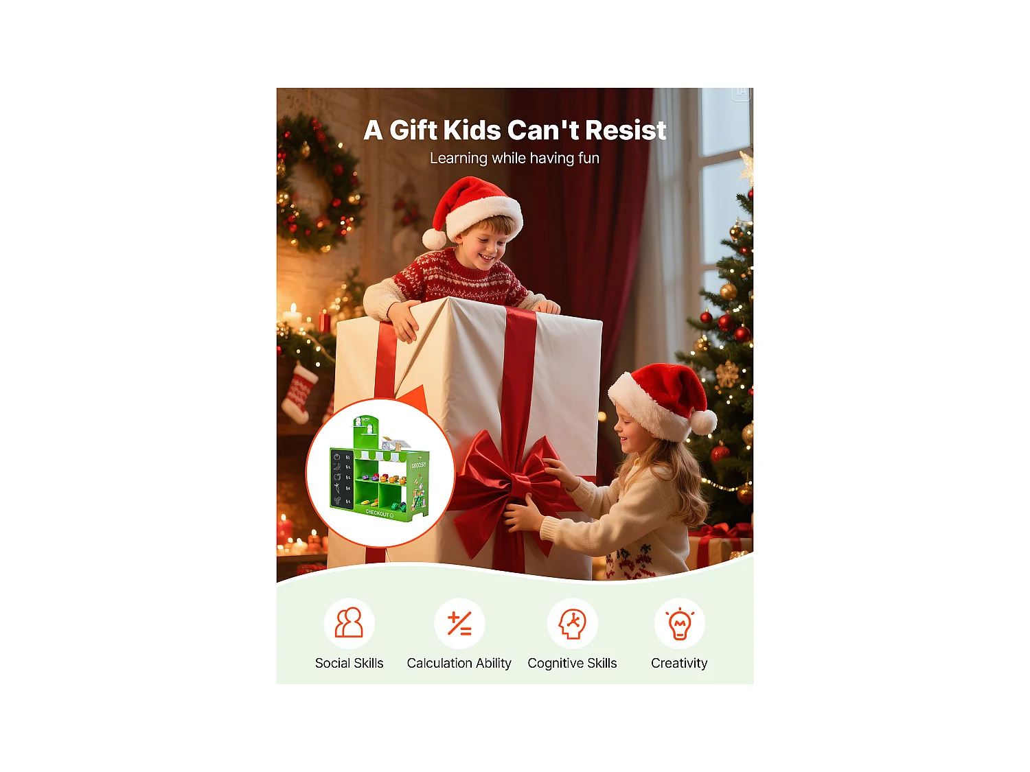 Supermarché Enfant SucceBuy, 81,5 x 30,7 x 85 cm, Marchande Enfants, Jeu d'Épicerie, Magasin MDF, pour Garçons et Filles de 3 Ans et Plus