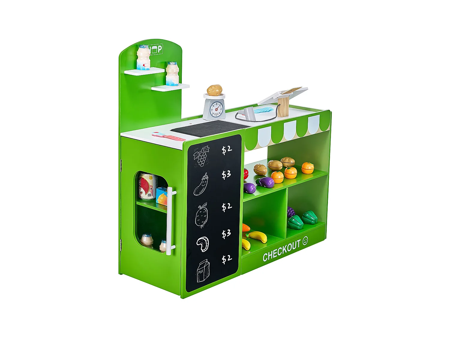Supermarché Enfant SucceBuy, 81,5 x 30,7 x 85 cm, Marchande Enfants, Jeu d'Épicerie, Magasin MDF, pour Garçons et Filles de 3 Ans et Plus