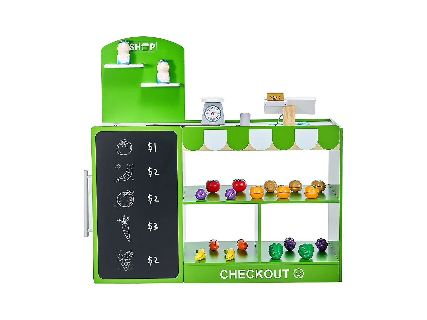 Supermarché Enfant SucceBuy, 81,5 x 30,7 x 85 cm, Marchande Enfants, Jeu d'Épicerie, Magasin MDF, pour Garçons et Filles de 3 Ans et Plus