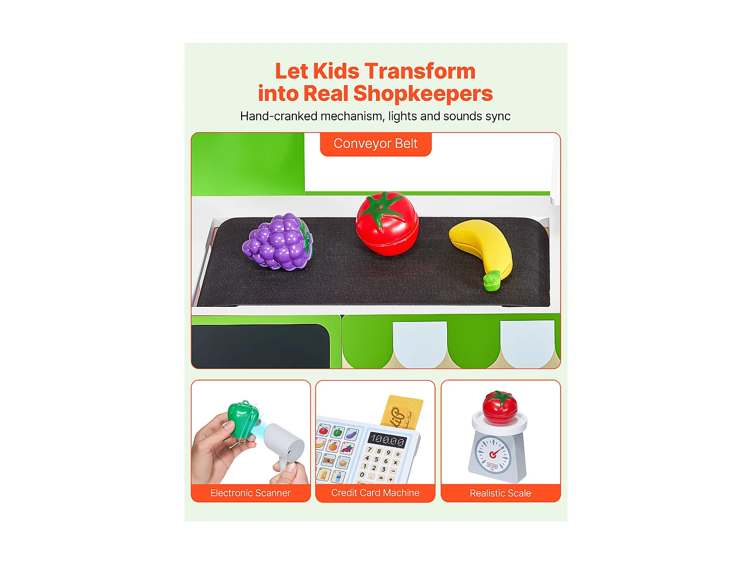 Supermarché Enfant SucceBuy, 81,5 x 30,7 x 85 cm, Marchande Enfants, Jeu d'Épicerie, Magasin MDF, pour Garçons et Filles de 3 Ans et Plus