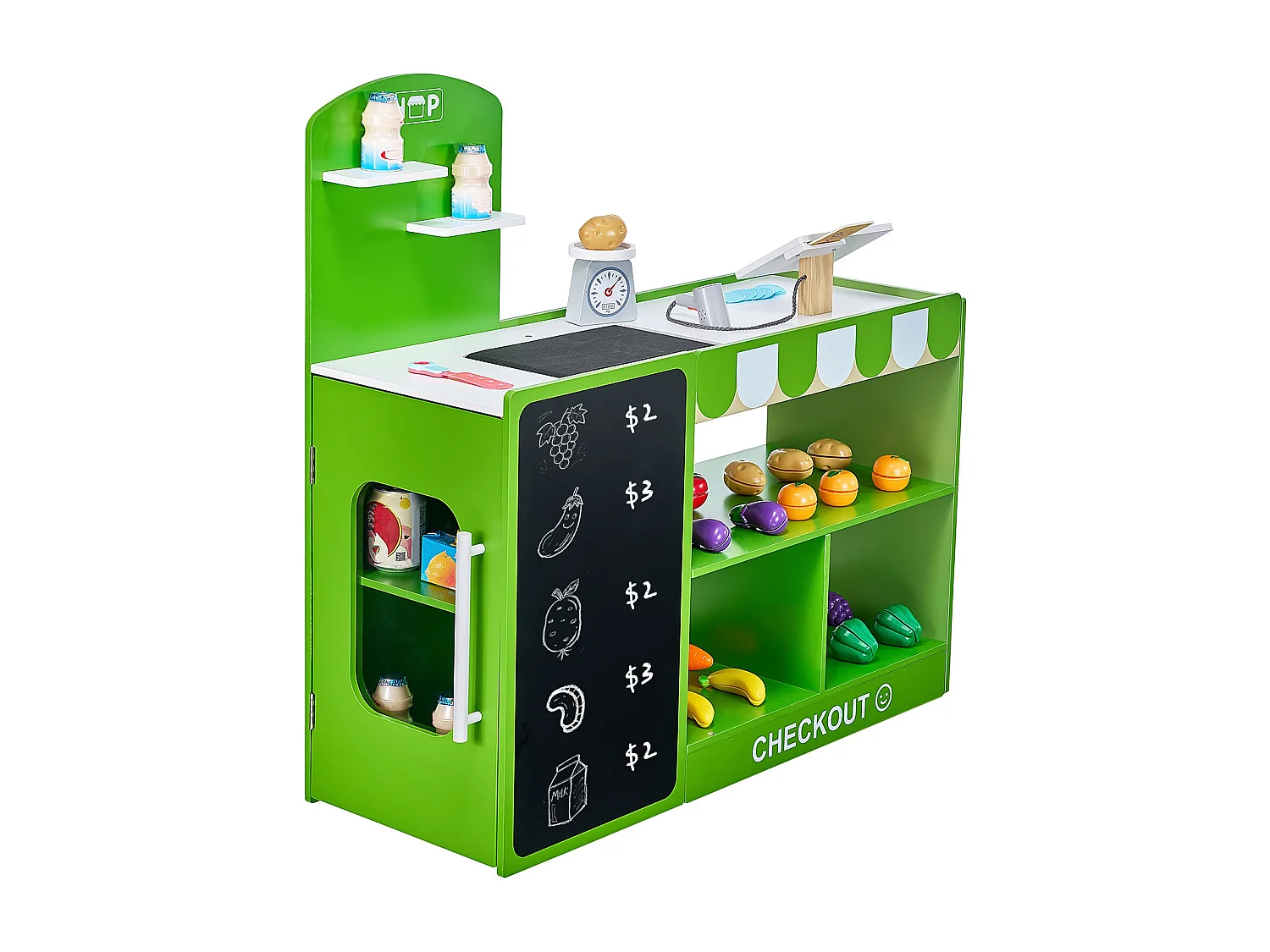 Supermarché Enfant SucceBuy, 81,5 x 30,7 x 85 cm, Marchande Enfants, Jeu d'Épicerie, Magasin MDF, pour Garçons et Filles de 3 Ans et Plus