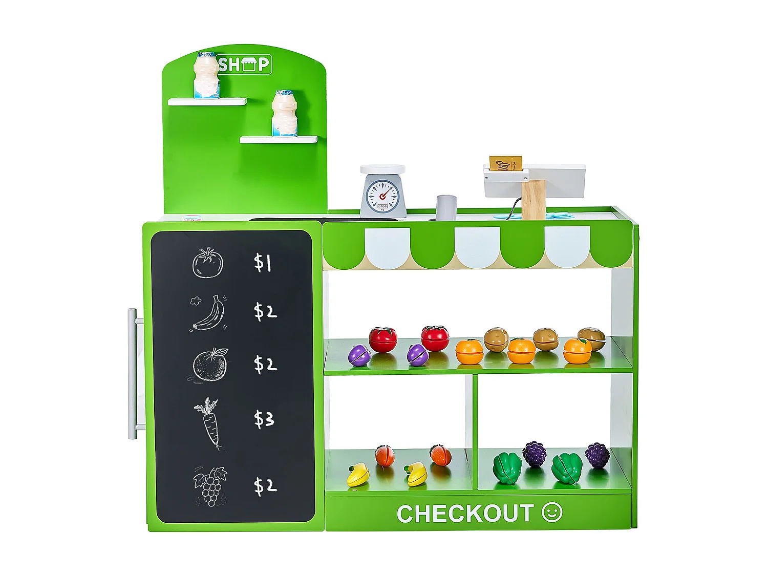 Supermarché Enfant SucceBuy, 81,5 x 30,7 x 85 cm, Marchande Enfants, Jeu d'Épicerie, Magasin MDF, pour Garçons et Filles de 3 Ans et Plus