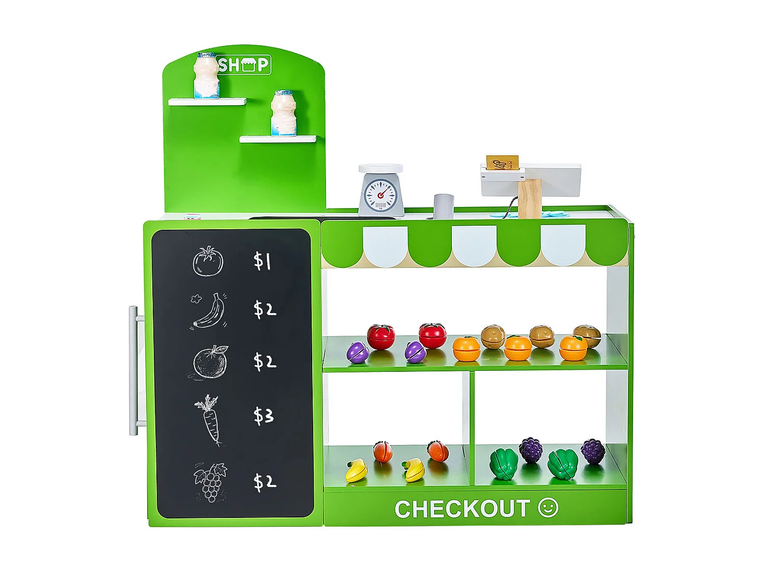 Supermarché Enfant SucceBuy, 81,5 x 30,7 x 85 cm, Marchande Enfants, Jeu d'Épicerie, Magasin MDF, pour Garçons et Filles de 3 Ans et Plus