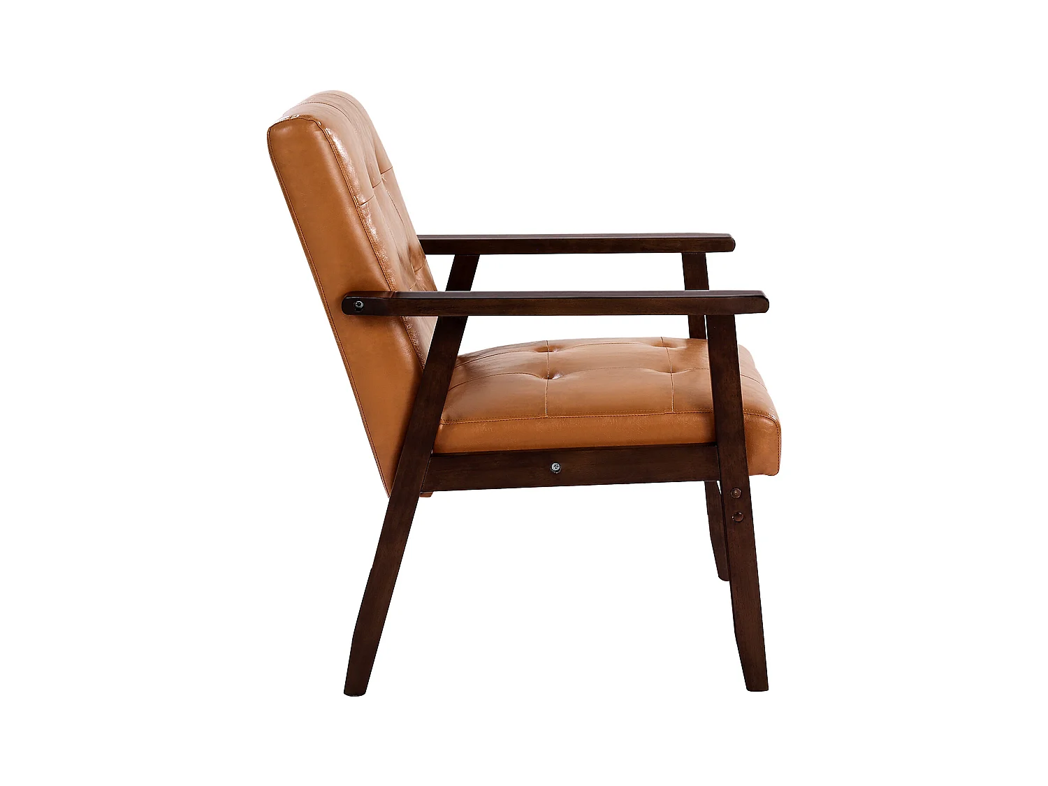 Fauteuil d'Appoint SucceBuy, avec Cadre en Bois Massif et Pieds Antidérapants, Chaise d'Accent avec Cuir Synthétique et Coussin Moelleux, pour Chambre, Bureau