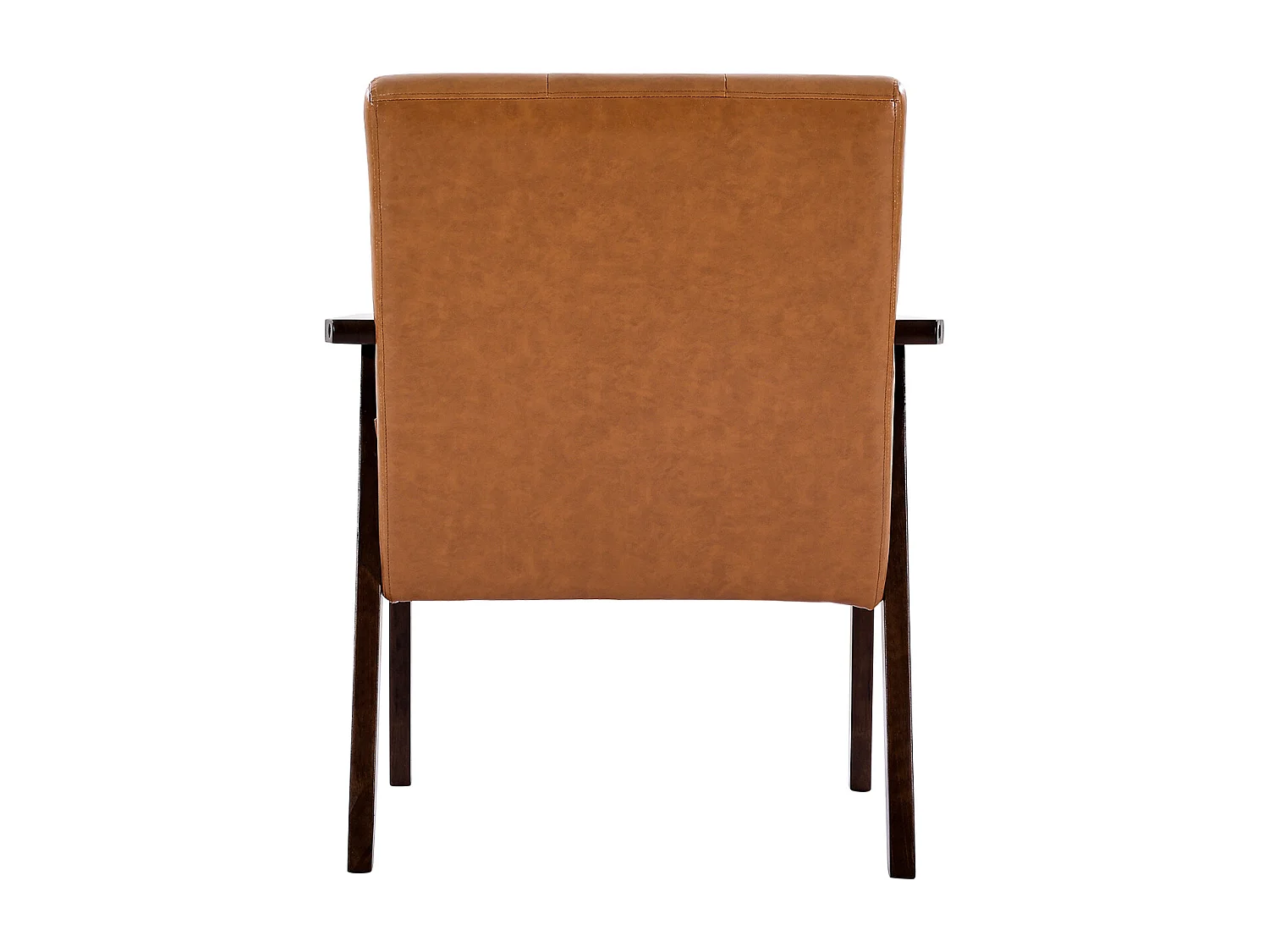 Fotel Dodatkowy SucceBuy, z Ramą z Litego Drewna i Antypoślizgowymi Nóżkami, Krzesło Akcentujące z Syntetyczną Skórą i Miękką Poduszką, do Sypialni, Biura