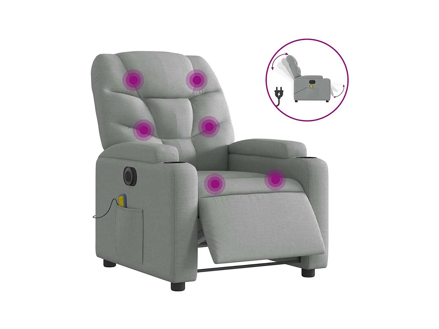 Fauteuil inclinable électrique-Fauteuil de massage pour Salon gris clair tissu SHL2663