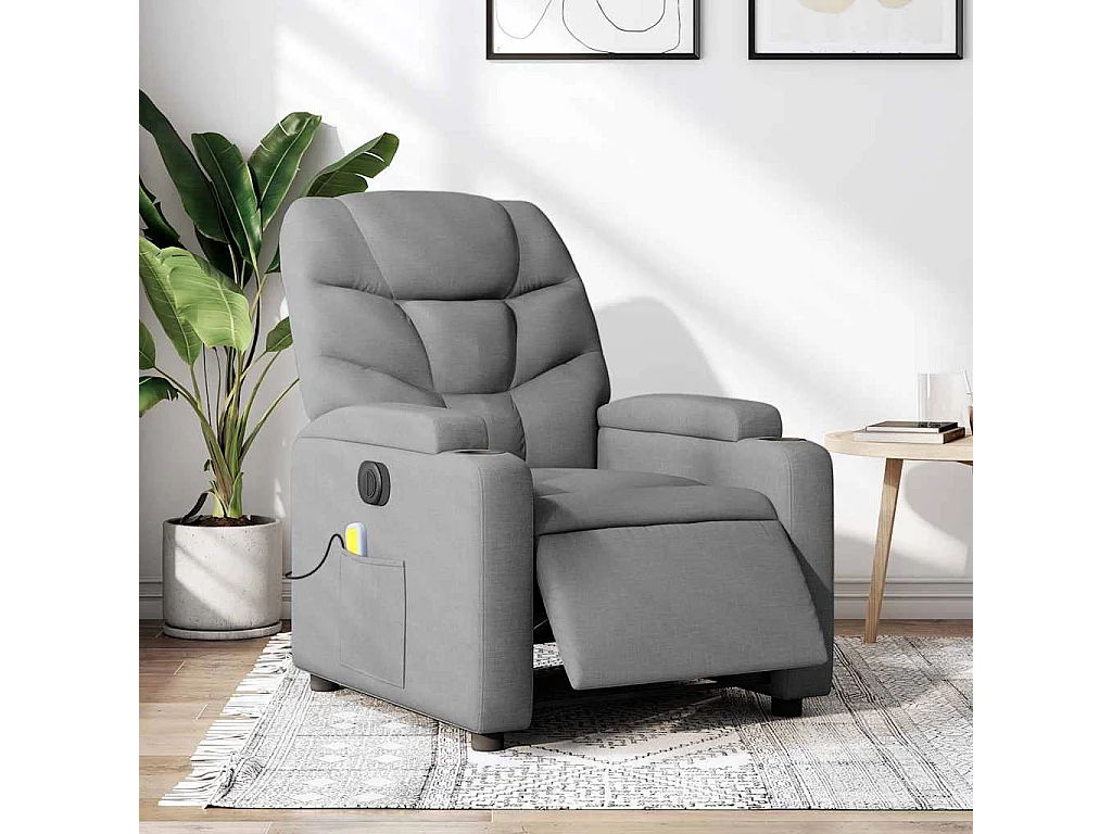 Fauteuil inclinable électrique-Fauteuil de massage pour Salon gris clair tissu SHL2663