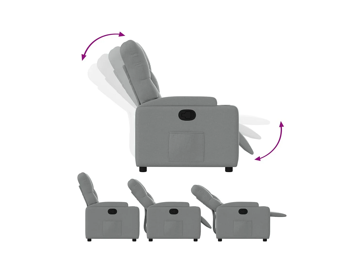 Sillón de relax | Sillón reclinable de tela gris claro SHL8687