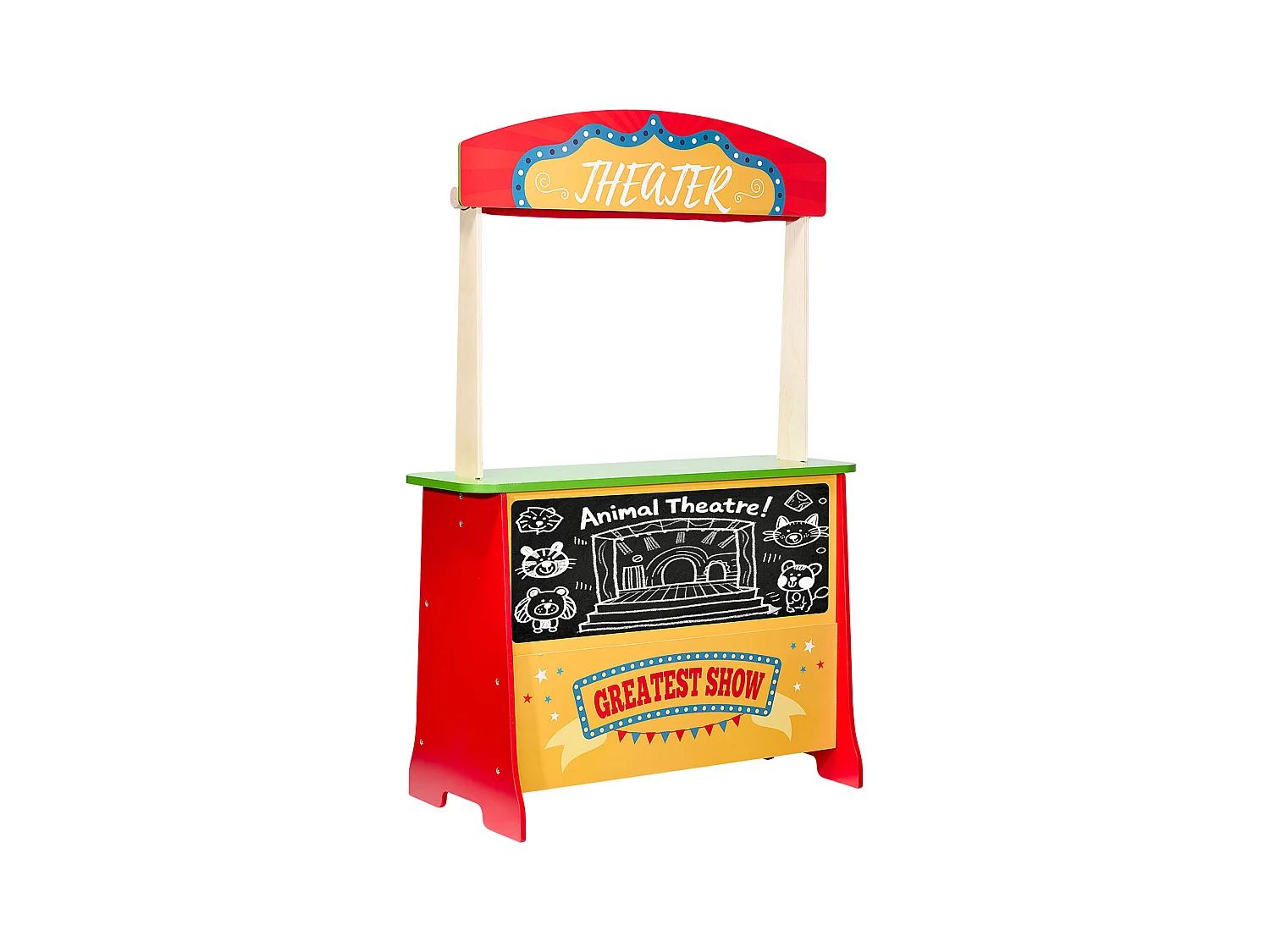 Théâtre de Marionnettes Enfant SucceBuy, 69,5x33,5x102,8 cm, Stand Supermarché Enfants MDF, 2 en 1, pour Garçons Filles 3 Ans et Plus