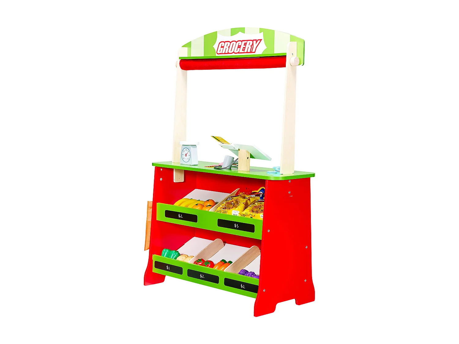 Teatro delle Marionette per Bambini SucceBuy, 69,5 x 33,5 x 102,8 cm, Stand Supermercato per Bambini in MDF, 2 in 1, per Bambini e Bambine dai 3 Anni in Su