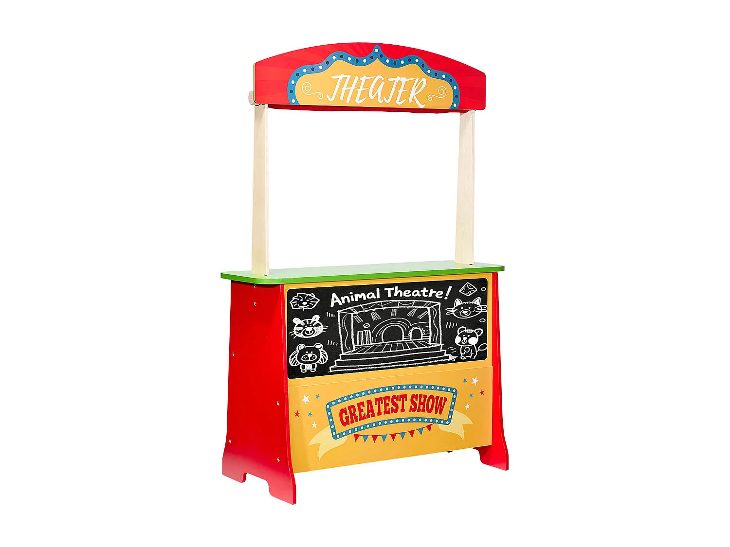 Teatro delle Marionette per Bambini SucceBuy, 69,5 x 33,5 x 102,8 cm, Stand Supermercato per Bambini in MDF, 2 in 1, per Bambini e Bambine dai 3 Anni in Su
