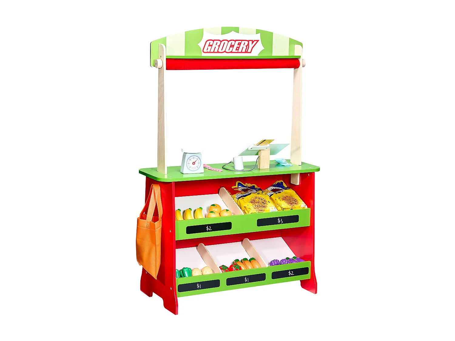 Teatro delle Marionette per Bambini SucceBuy, 69,5 x 33,5 x 102,8 cm, Stand Supermercato per Bambini in MDF, 2 in 1, per Bambini e Bambine dai 3 Anni in Su