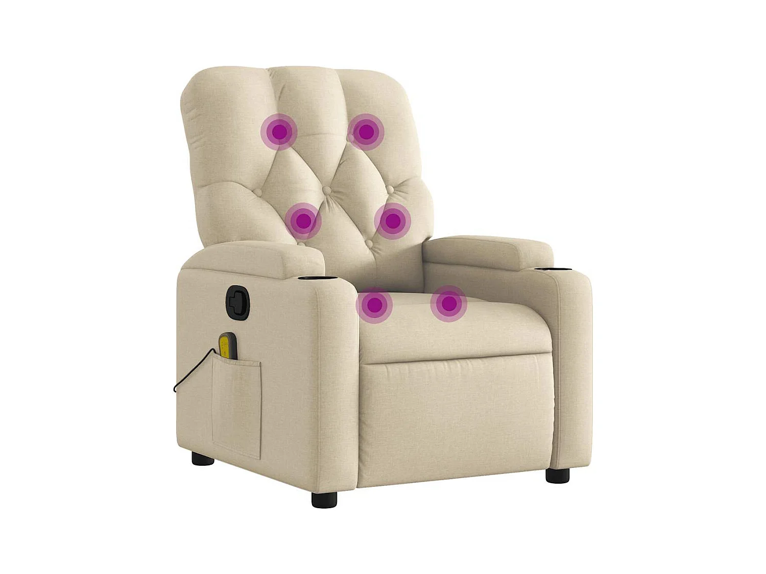 Fauteuil inclinable-Chaise de relax-Fauteuil de Massage Crème Tissu SHL1826