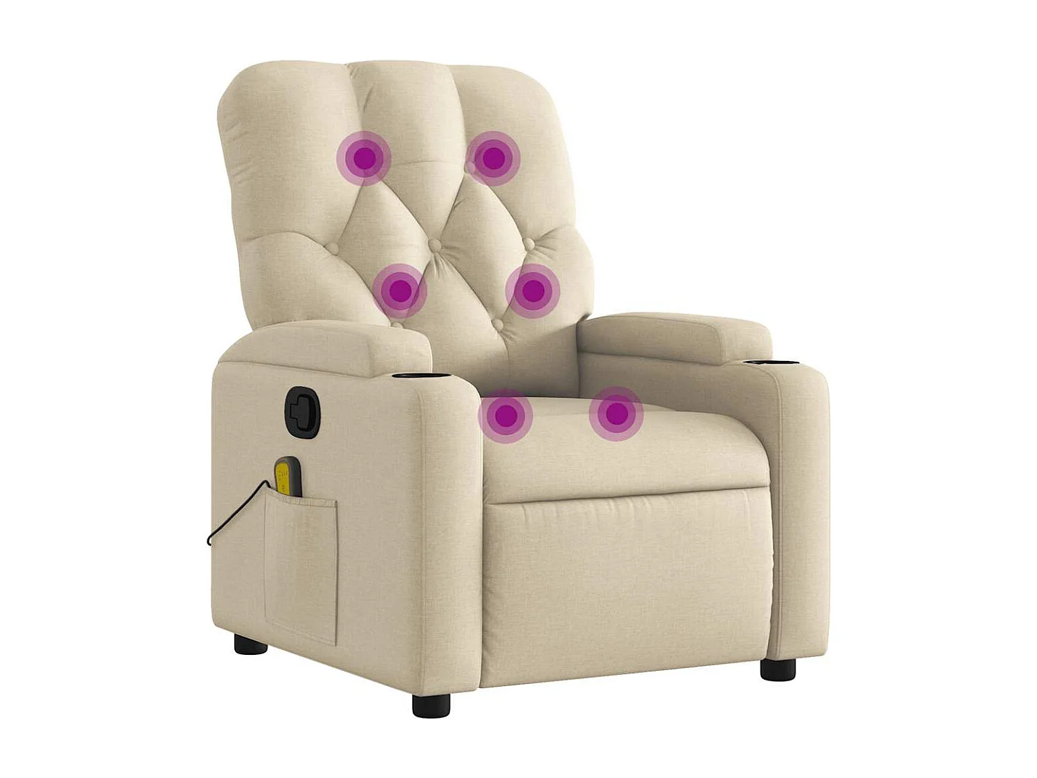 Fauteuil inclinable-Chaise de relax-Fauteuil de Massage Crème Tissu SHL1826