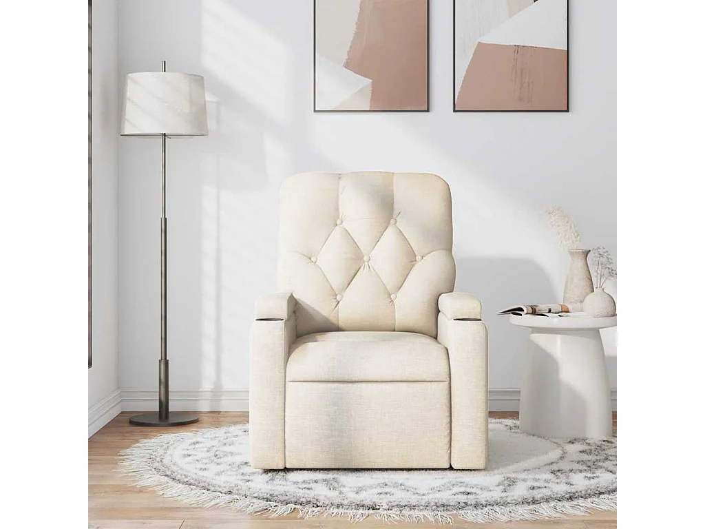 Fauteuil inclinable-Chaise de relax-Fauteuil de Massage Crème Tissu SHL1826