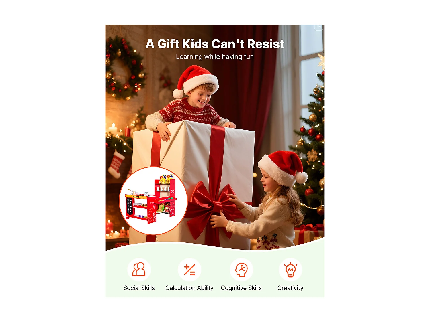 Supermercato per Bambini SucceBuy, 72 x 90 x 89 cm, Negozio per Bambini, Gioco di Spesa, Negozio in MDF, per Bambini e Bambine dai 3 Anni in Su