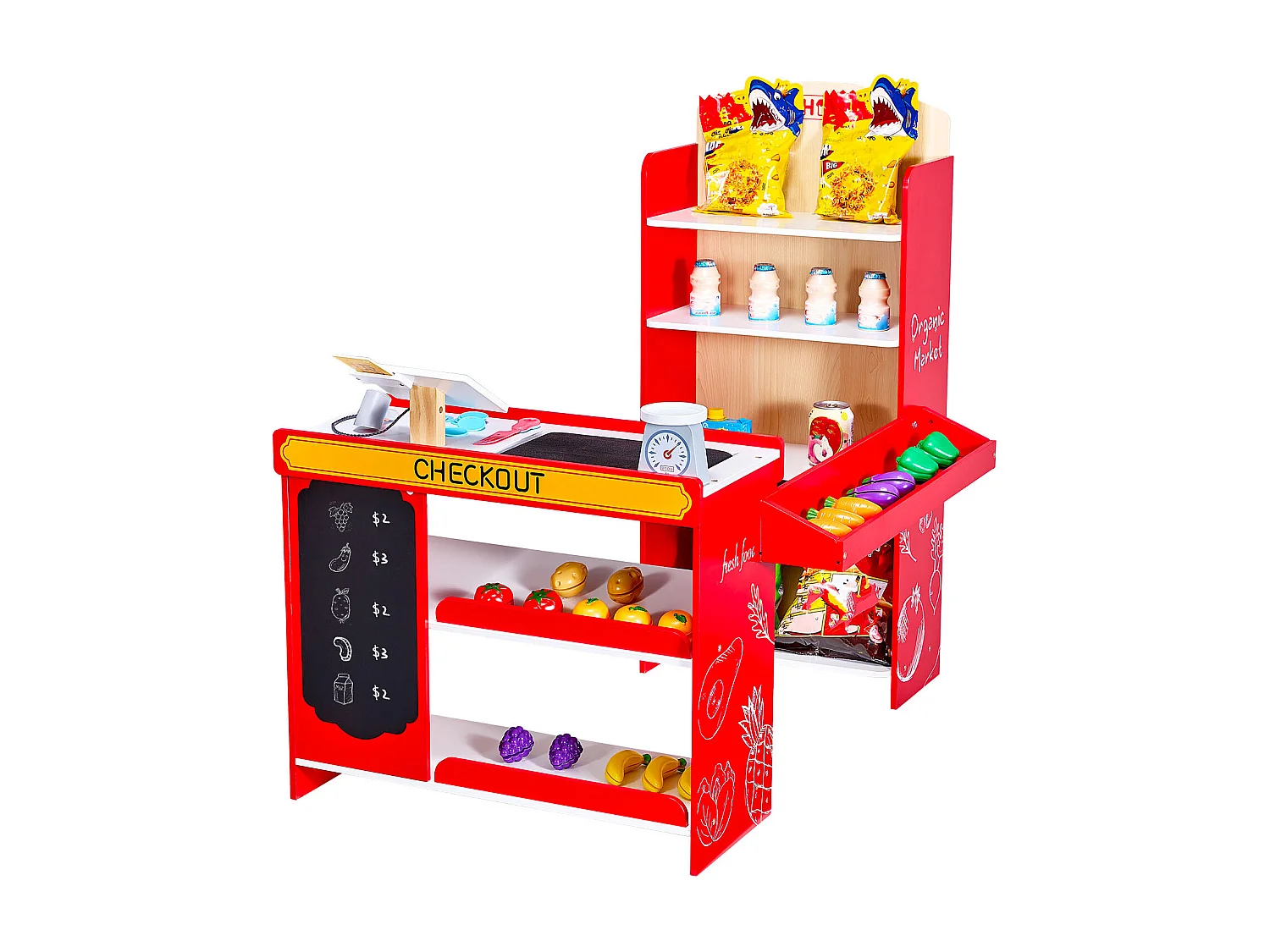 Supermercato per Bambini SucceBuy, 72 x 90 x 89 cm, Negozio per Bambini, Gioco di Spesa, Negozio in MDF, per Bambini e Bambine dai 3 Anni in Su