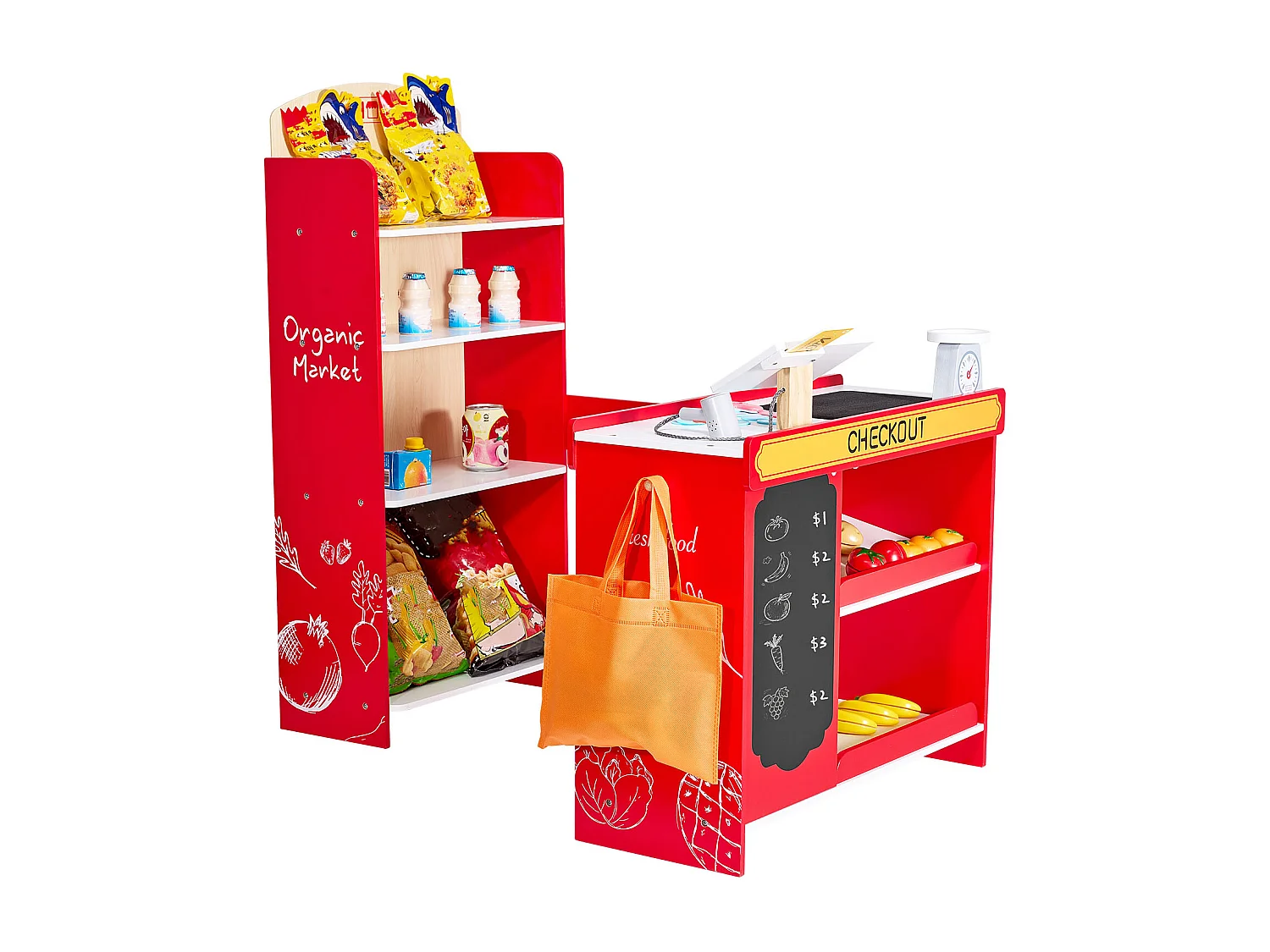 Supermercato per Bambini SucceBuy, 72 x 90 x 89 cm, Negozio per Bambini, Gioco di Spesa, Negozio in MDF, per Bambini e Bambine dai 3 Anni in Su