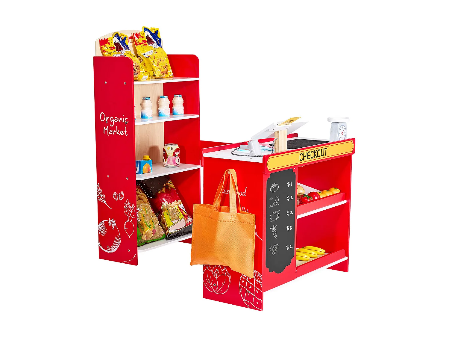 Supermercato per Bambini SucceBuy, 72 x 90 x 89 cm, Negozio per Bambini, Gioco di Spesa, Negozio in MDF, per Bambini e Bambine dai 3 Anni in Su