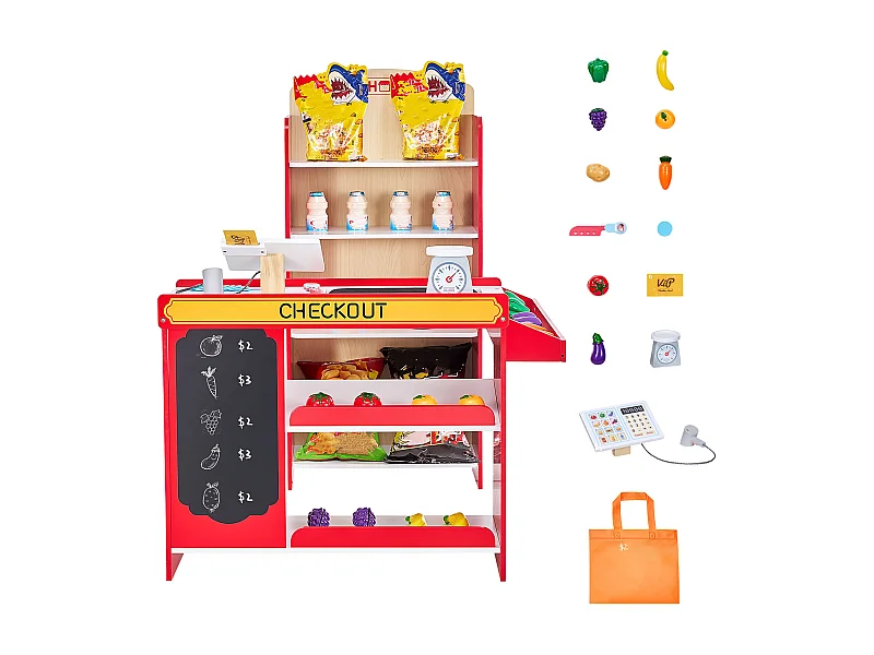 Supermercato per Bambini SucceBuy, 72 x 90 x 89 cm, Negozio per Bambini, Gioco di Spesa, Negozio in MDF, per Bambini e Bambine dai 3 Anni in Su