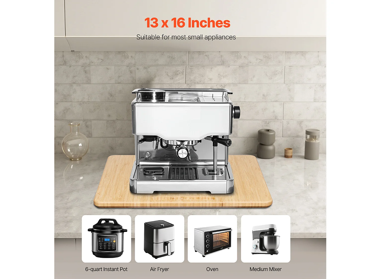 Schiebetablett SucceBuy für Küchengeräte, 33 x 40,6 cm, Bewegliches Brett für Kaffeemaschine, Kleine Küchengeräte, Holzfarbe