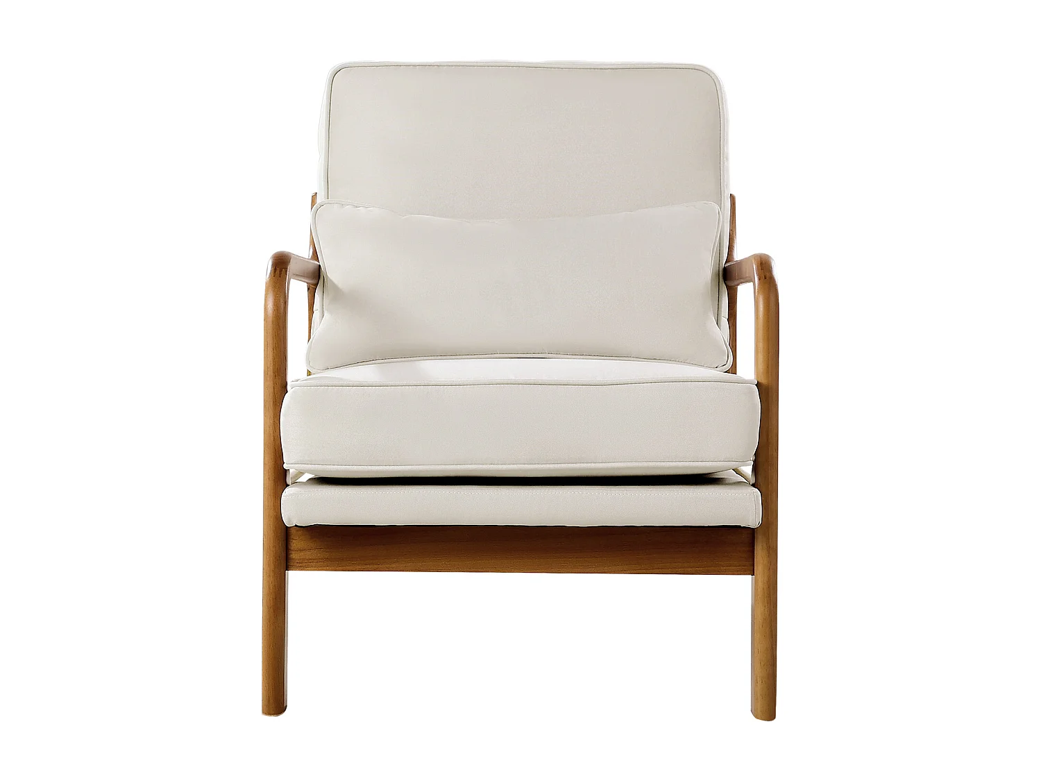 Fauteuil d'Appoint SucceBuy, Cadre en Bois Massif et Pieds Antidérapants, Chaise d'Accent avec Tissu en Lin et Coussin de Siège 14,5 cm, pour Chambre, Bureau