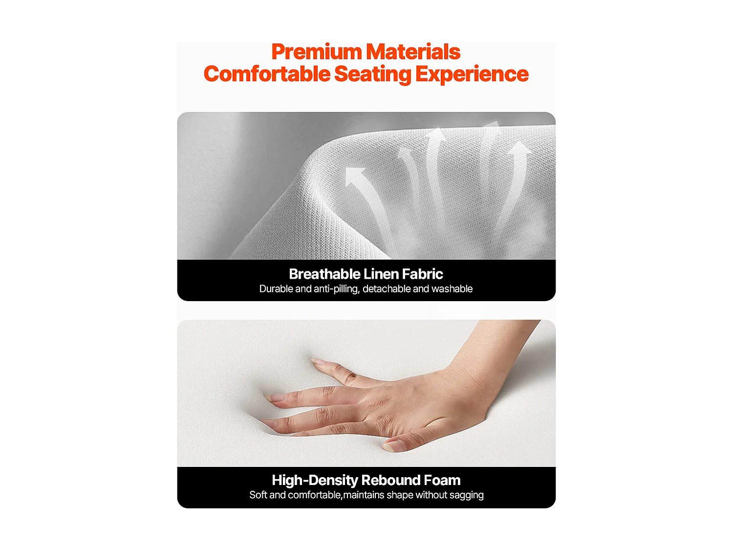 Fauteuil d'Appoint SucceBuy, Cadre en Bois Massif et Pieds Antidérapants, Chaise d'Accent avec Tissu en Lin et Coussin de Siège 14,5 cm, pour Chambre, Bureau