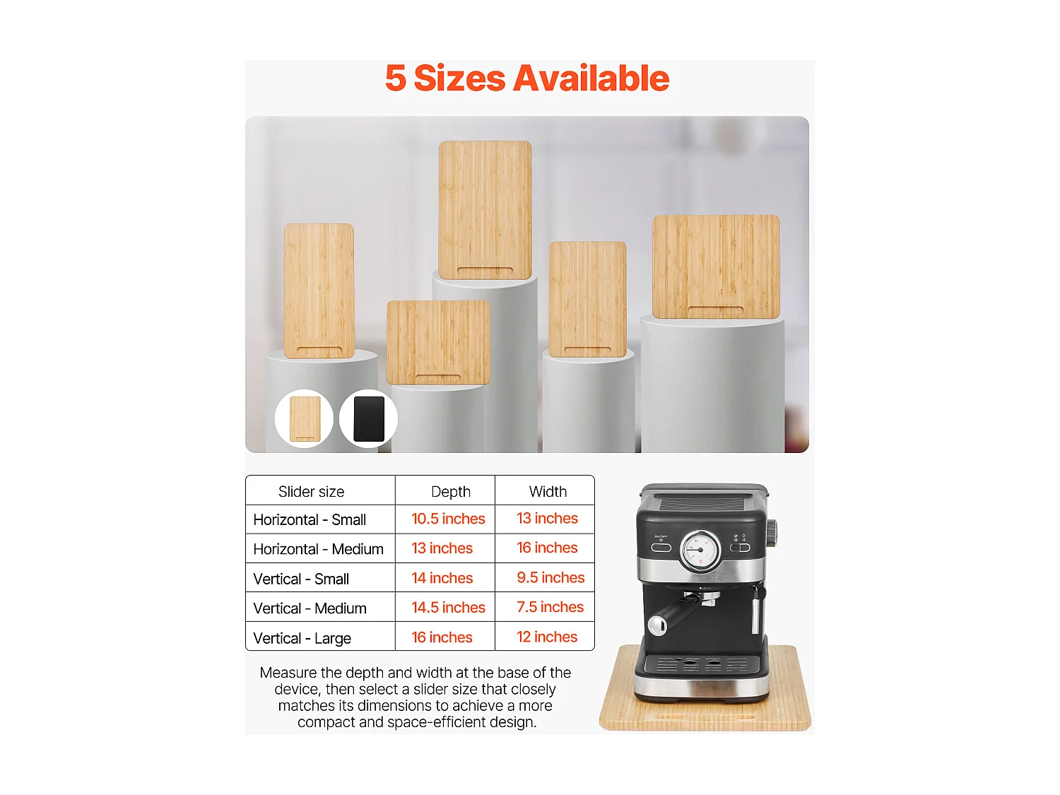 Bandeja Deslizante SucceBuy para Aparatos de Cocina, 40,6 x 30,5 cm, Tabla Móvil, para Cafetera, Pequeños Electrodomésticos de Cocina, Color Madera