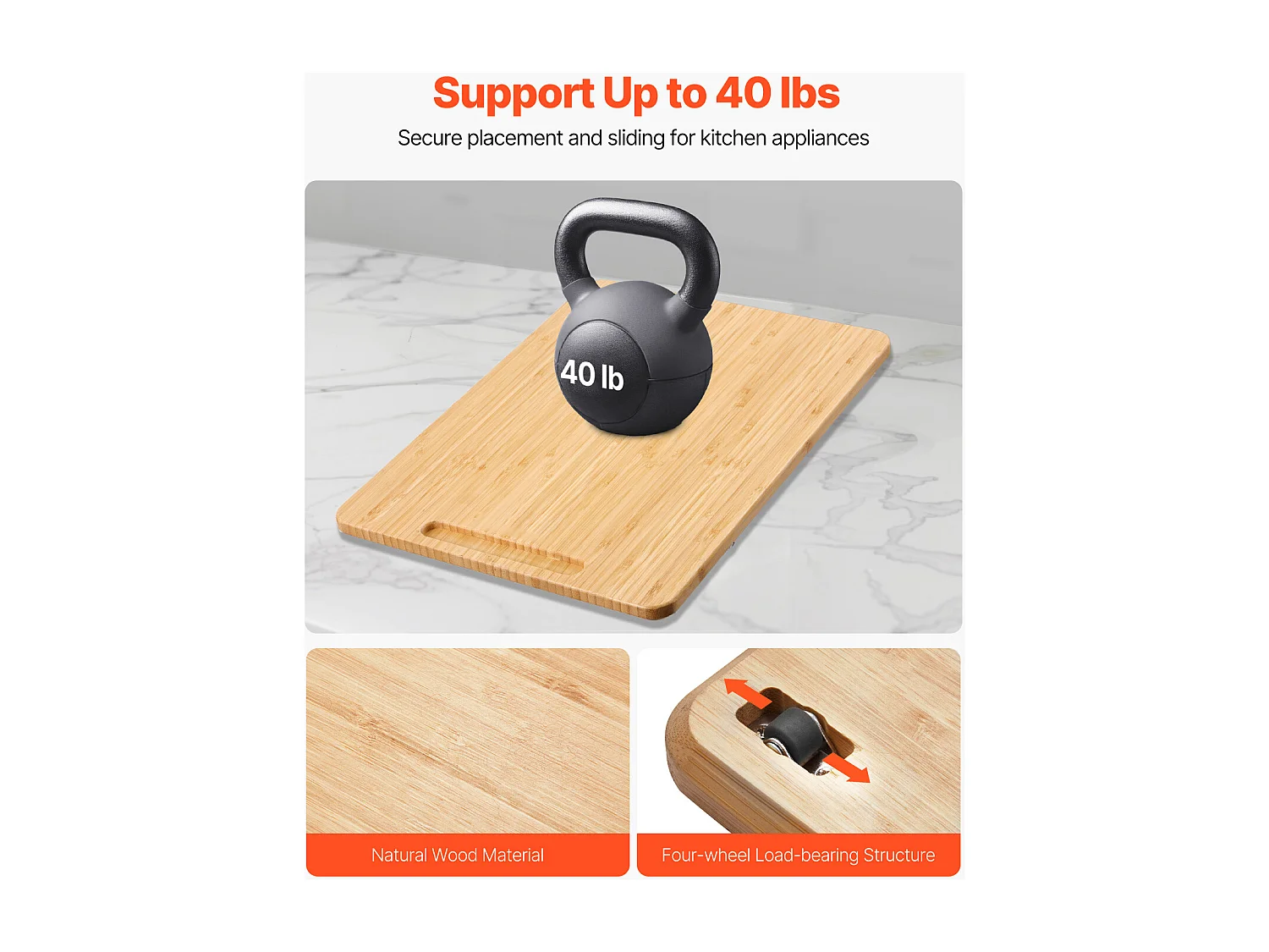 Bandeja Deslizante SucceBuy para Aparatos de Cocina, 40,6 x 30,5 cm, Tabla Móvil, para Cafetera, Pequeños Electrodomésticos de Cocina, Color Madera