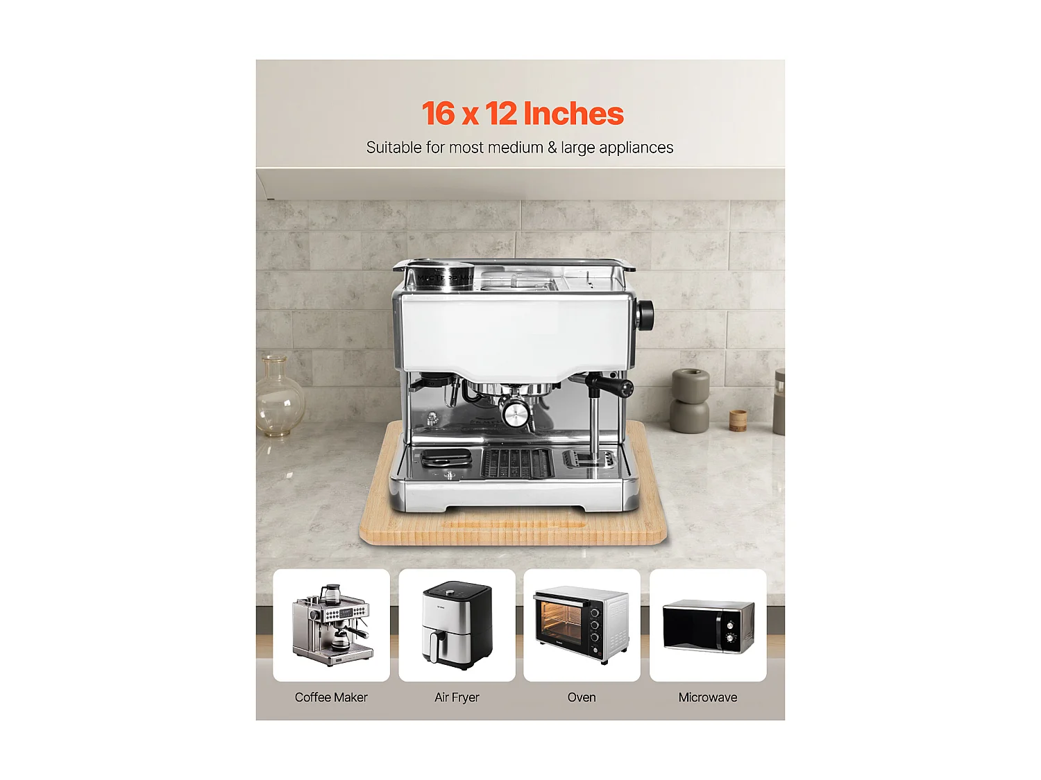 Bandeja Deslizante SucceBuy para Aparatos de Cocina, 40,6 x 30,5 cm, Tabla Móvil, para Cafetera, Pequeños Electrodomésticos de Cocina, Color Madera