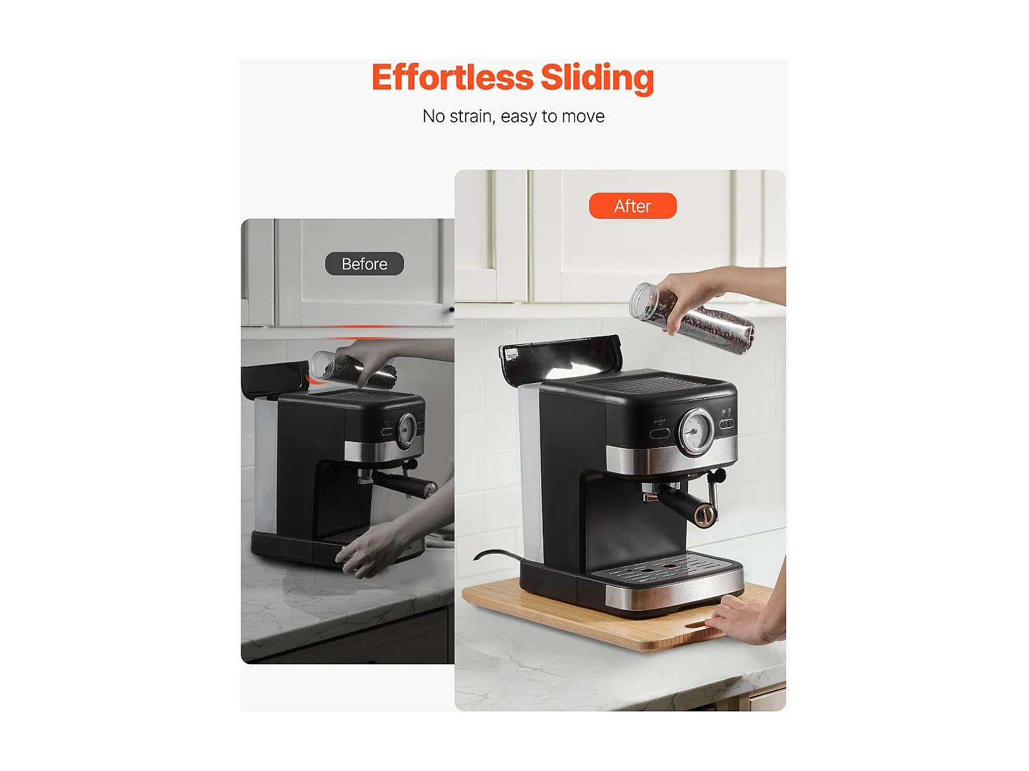 Bandeja Deslizante SucceBuy para Aparatos de Cocina, 40,6 x 30,5 cm, Tabla Móvil, para Cafetera, Pequeños Electrodomésticos de Cocina, Color Madera