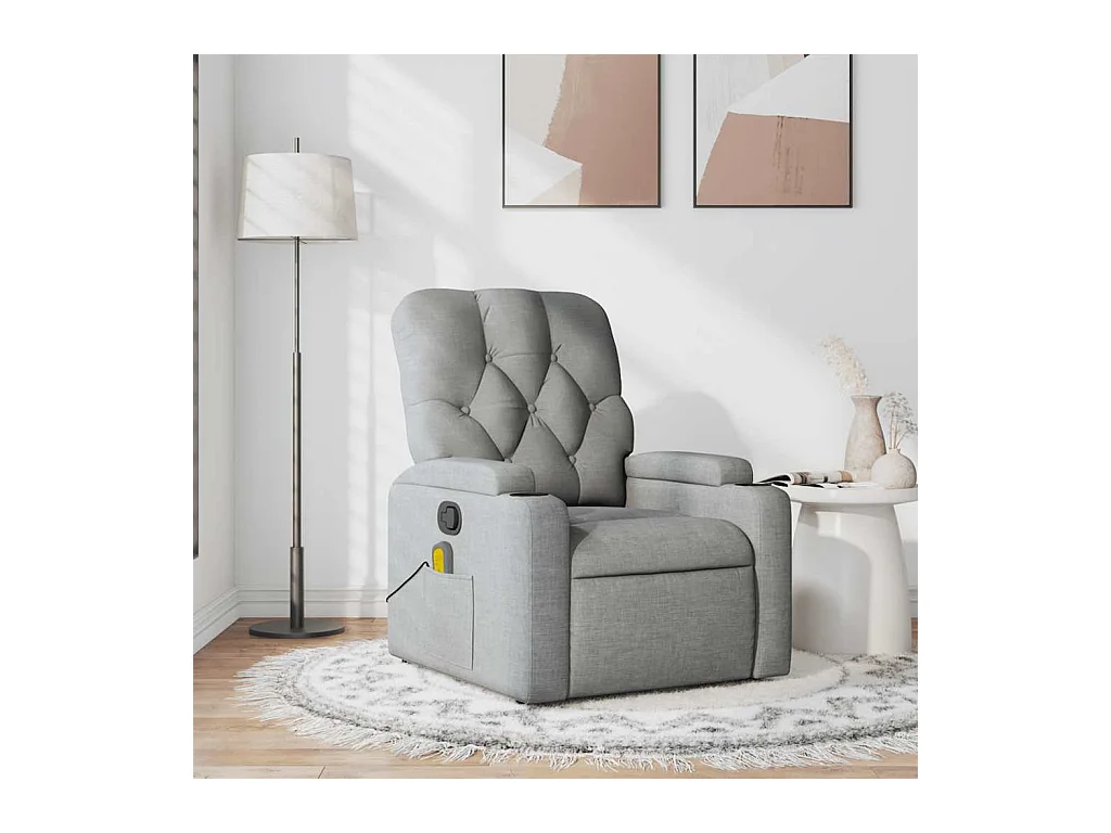 Poltrona de massagens reclinável tecido cinzento-claro SHL601299