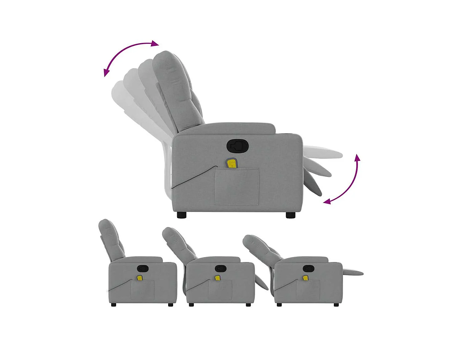 Sillón de relax | Sillón reclinable de masaje de tela gris claro SHL3003