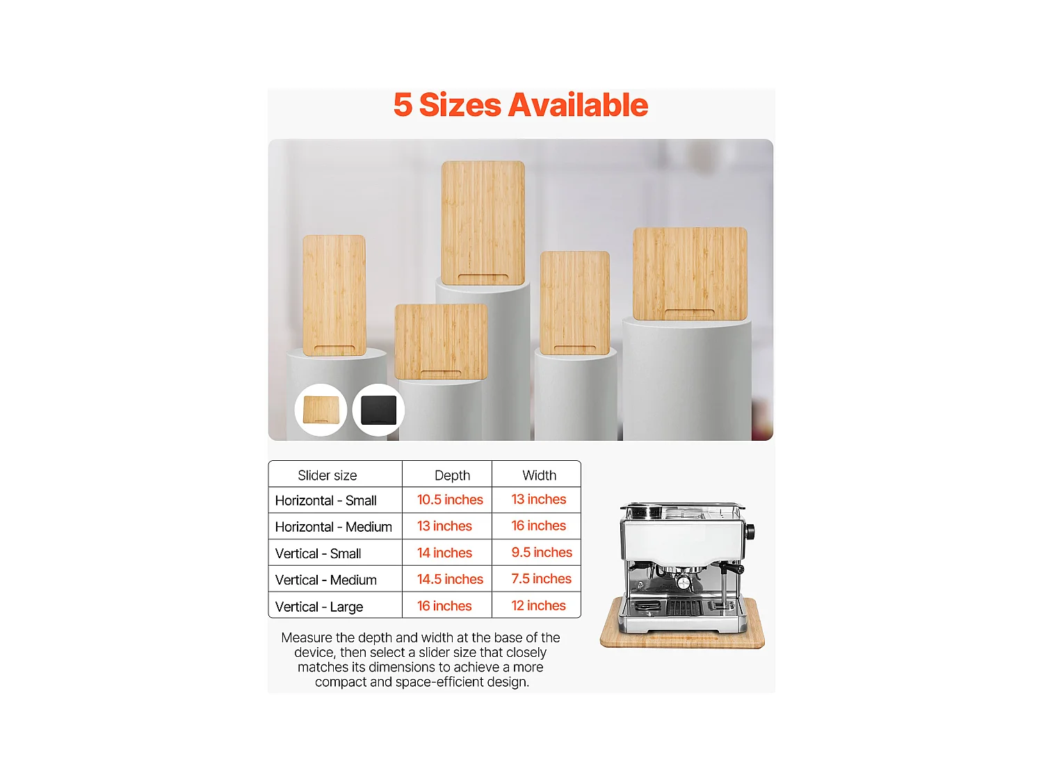 Plateau Coulissant SucceBuy pour Appareils de Cuisine, 26,7x33 cm, Planche Mobile pour Cafetière, Petit Électroménager Cuisine, Couleur Bois