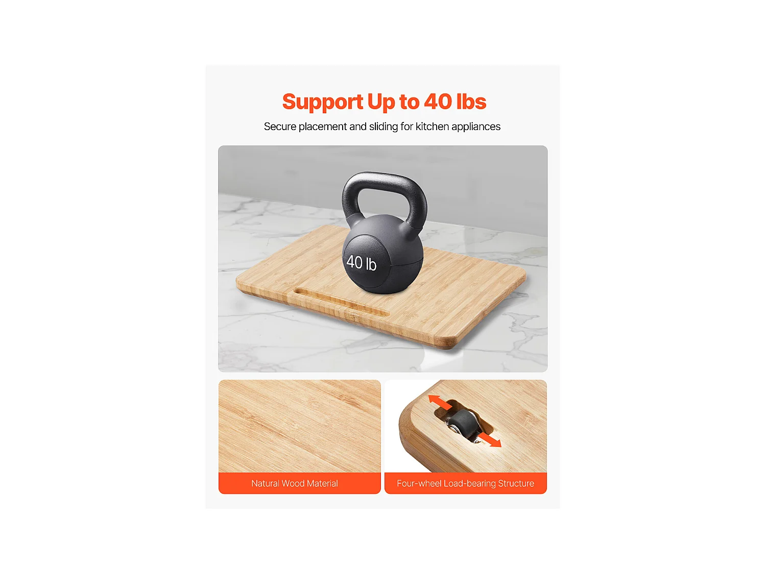 Plateau Coulissant SucceBuy pour Appareils de Cuisine, 26,7x33 cm, Planche Mobile pour Cafetière, Petit Électroménager Cuisine, Couleur Bois