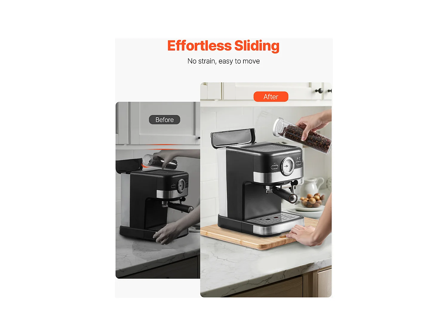 Plateau Coulissant SucceBuy pour Appareils de Cuisine, 26,7x33 cm, Planche Mobile pour Cafetière, Petit Électroménager Cuisine, Couleur Bois