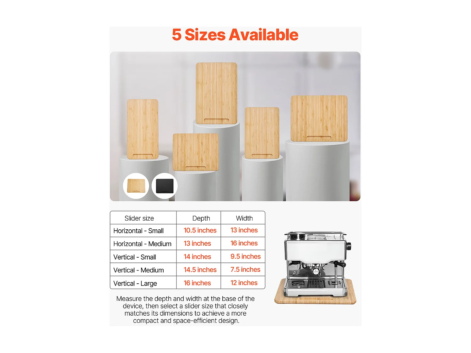 Plateau Coulissant SucceBuy pour Appareils de Cuisine, 26,7x33 cm, Planche Mobile pour Cafetière, Petit Électroménager Cuisine, Couleur Bois