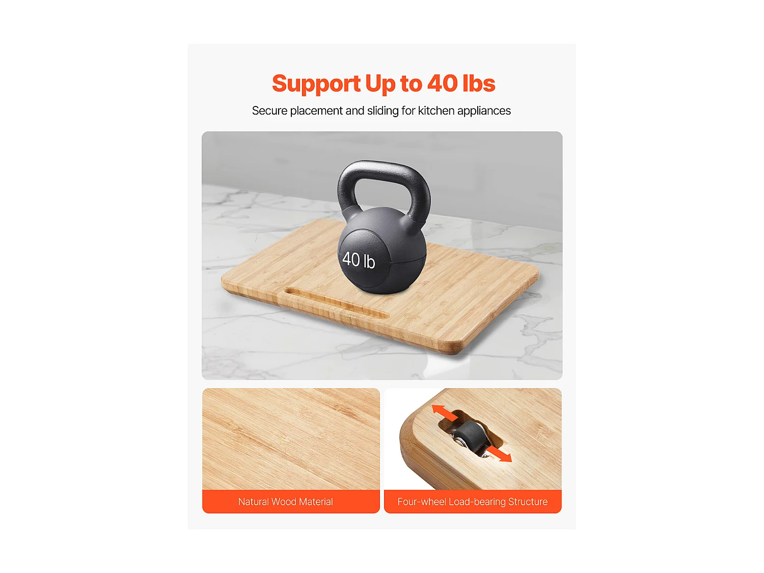 Plateau Coulissant SucceBuy pour Appareils de Cuisine, 26,7x33 cm, Planche Mobile pour Cafetière, Petit Électroménager Cuisine, Couleur Bois