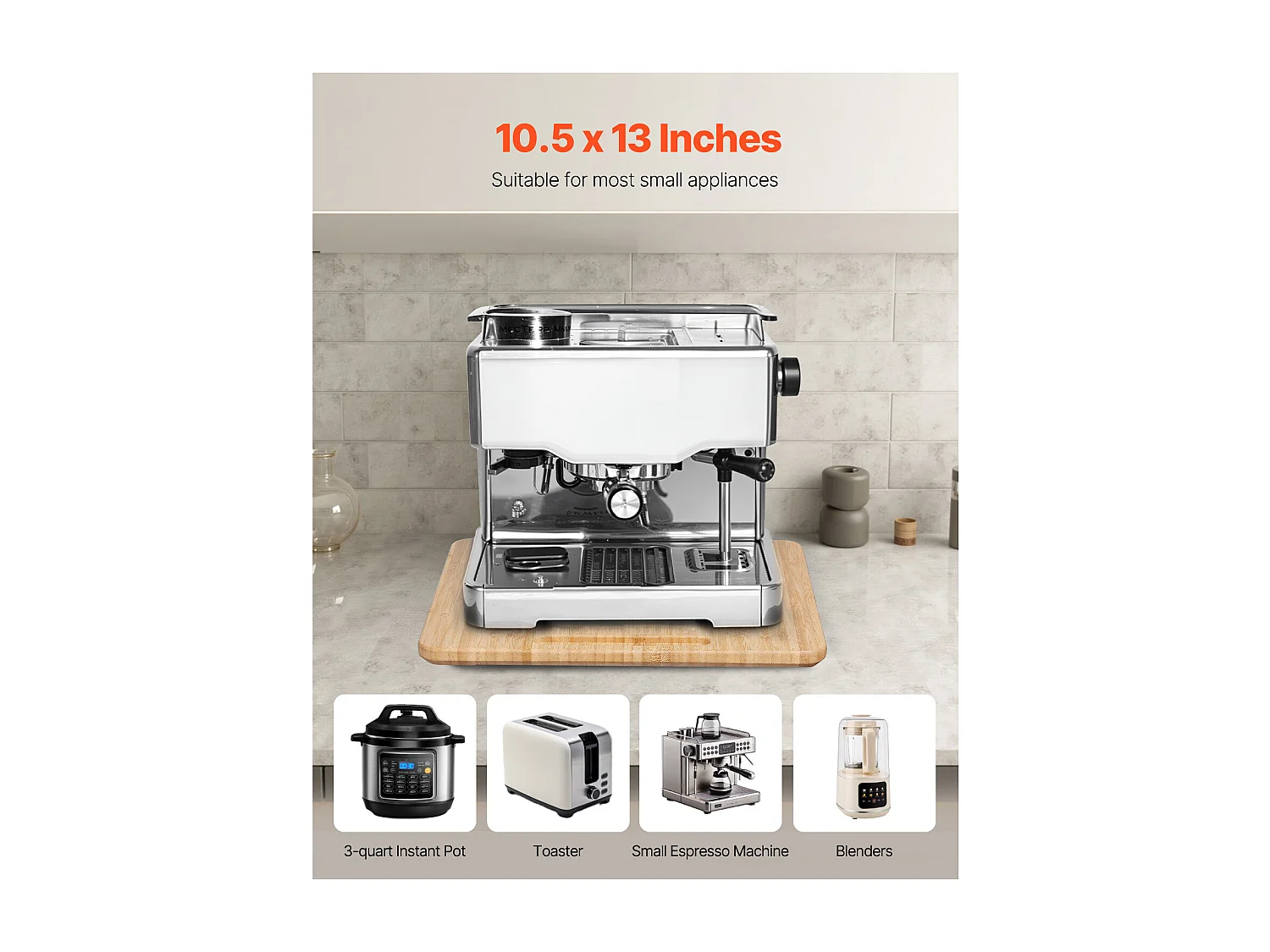 Plateau Coulissant SucceBuy pour Appareils de Cuisine, 26,7x33 cm, Planche Mobile pour Cafetière, Petit Électroménager Cuisine, Couleur Bois