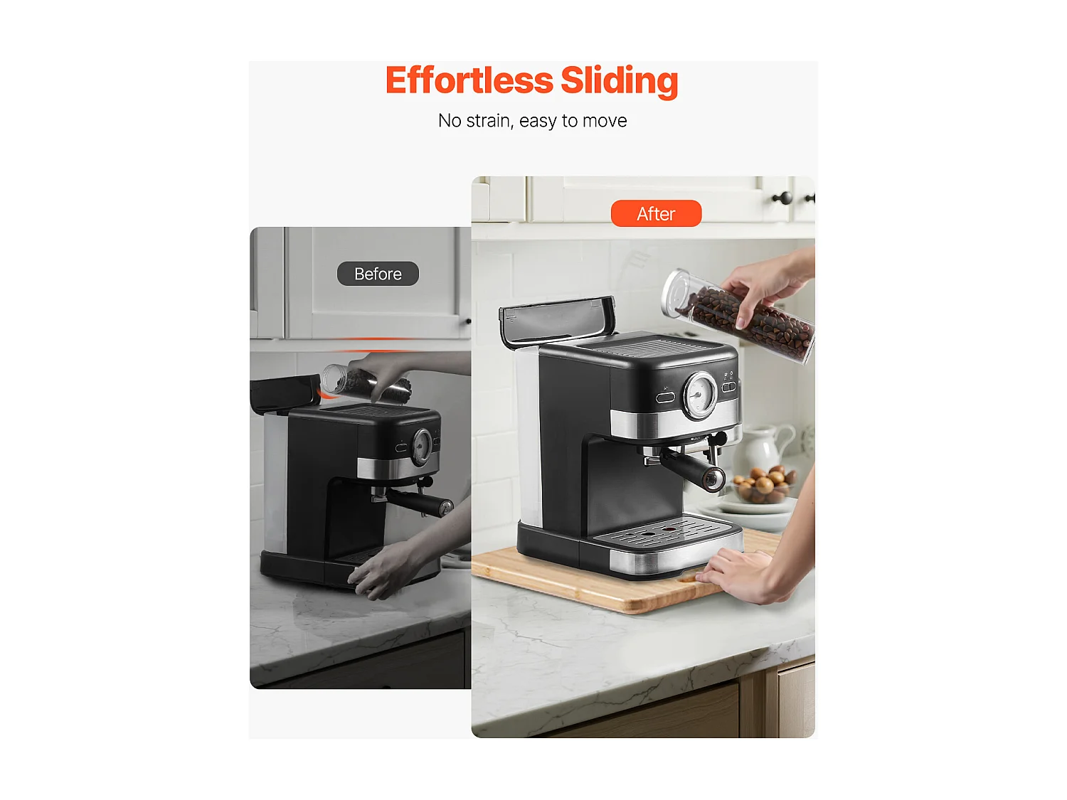 Plateau Coulissant SucceBuy pour Appareils de Cuisine, 26,7x33 cm, Planche Mobile pour Cafetière, Petit Électroménager Cuisine, Couleur Bois