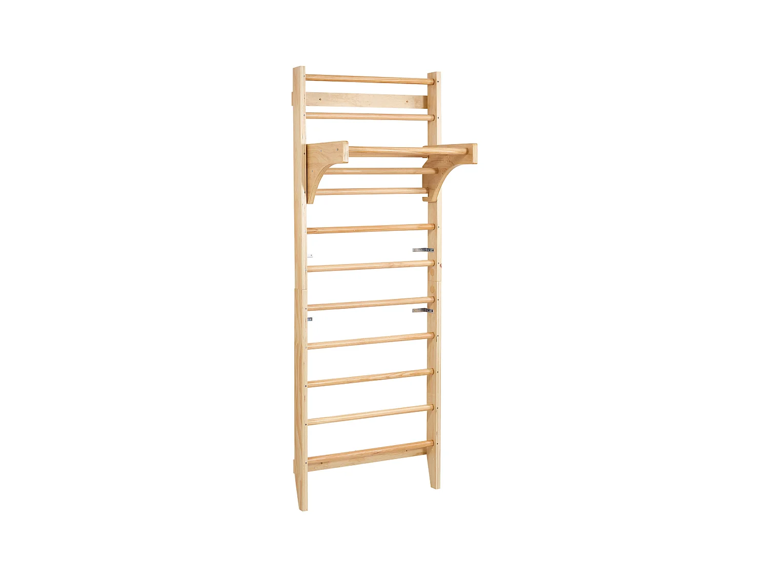 Espaldera de Madera Maciza SucceBuy, Escalera de Pared de 10 Niveles, Capacidad de Carga 99,8 kg, Equipo de Gimnasia con Barra de Dominadas, Ideal para Escalada