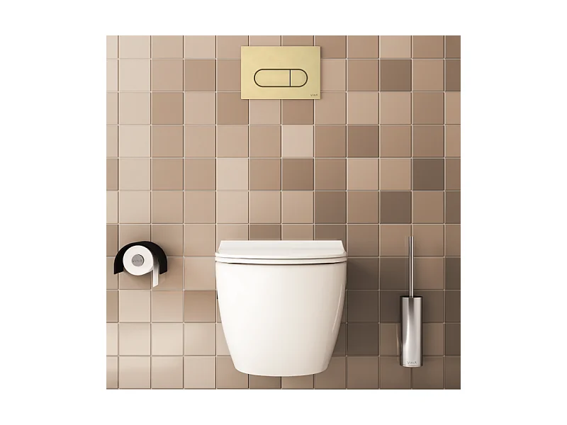 Pack WC suspendu VITRA Sento Blanc Compact  + Bâti auto-portant V-Fix Core + Plaque Round Or brossé