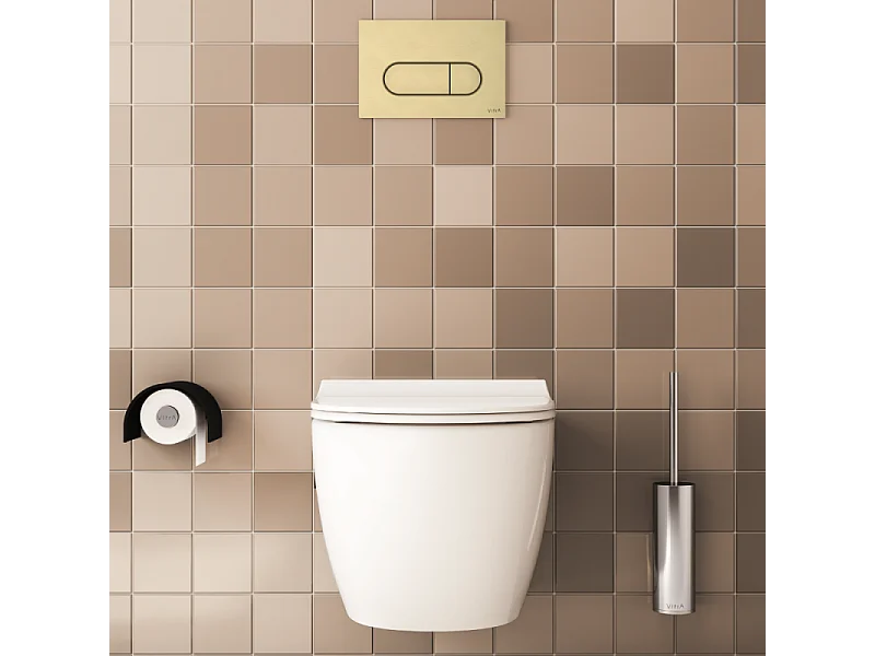 Pack WC suspendu VITRA Sento Blanc Compact  + Bâti auto-portant V-Fix Core + Plaque Round Or brossé