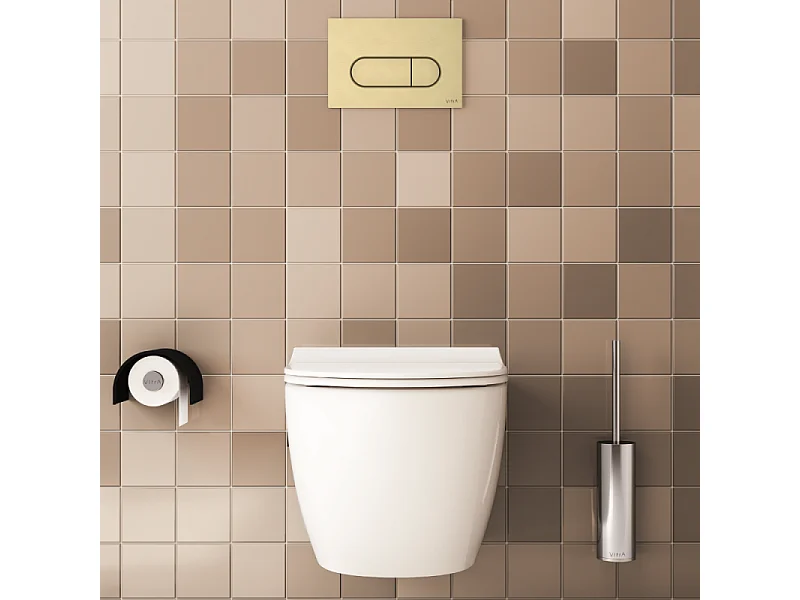 Pack WC suspendu VitrA Sento Blanc Compact  + Bâti auto-portant V-Fix Core + Plaque Round Or brossé
