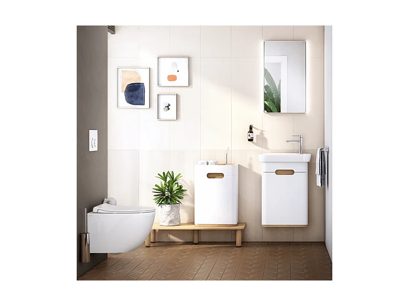 WC suspendu compact sans bride VITRA Sento blanc brillant + abattant