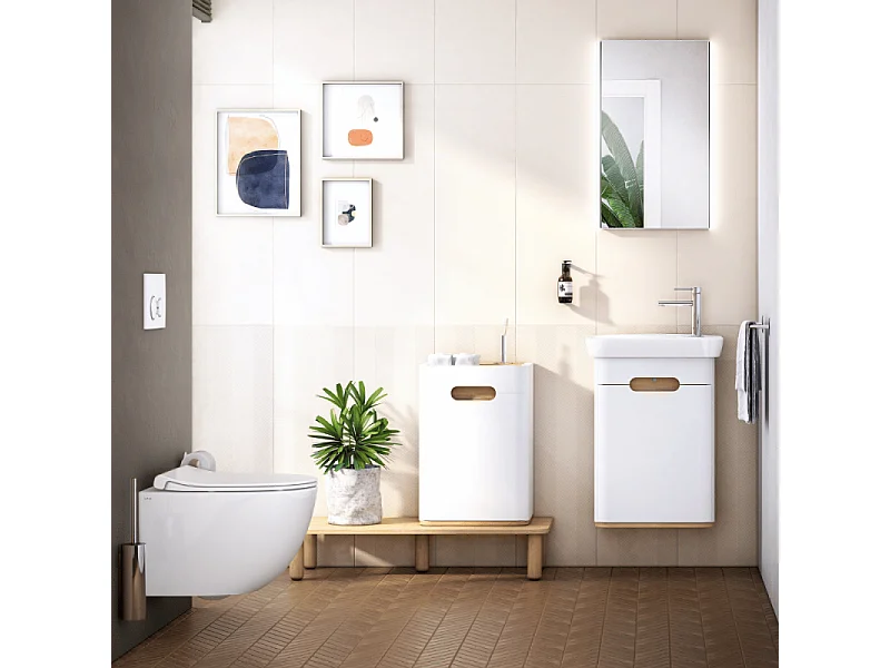 WC suspendu compact sans bride VITRA Sento blanc brillant + abattant