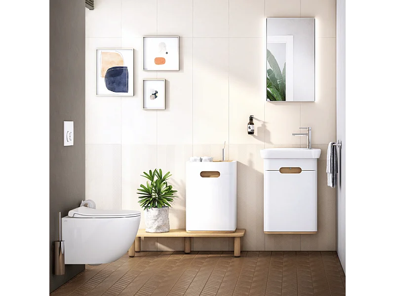 WC suspendu compact sans bride VITRA Sento blanc brillant + abattant