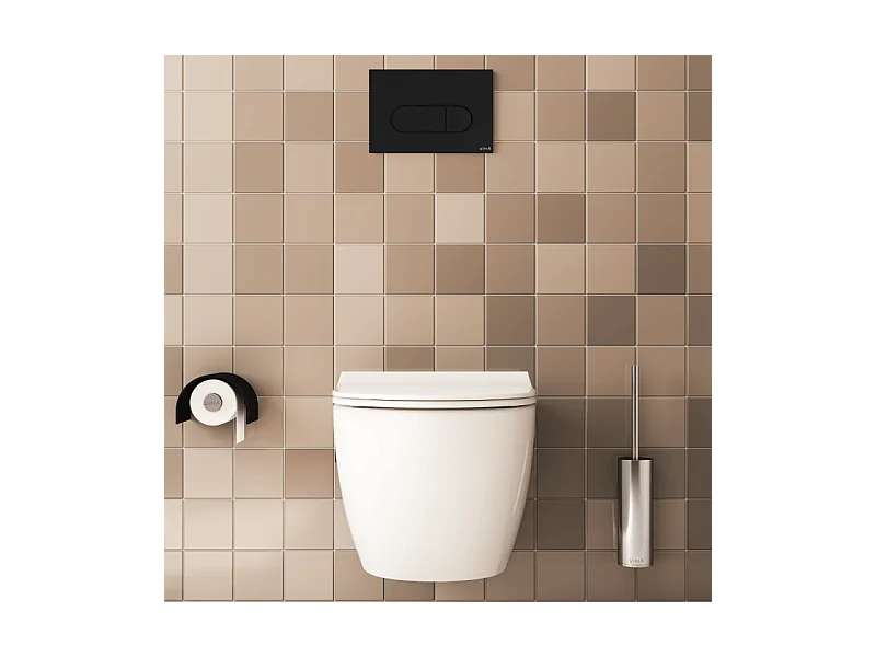 Pack WC suspendu VITRA Sento Blanc Compact + Bâti auto-portant V-Fix Core + Plaque Round Noir mat